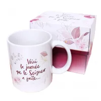 MUG AVEC MOTIFS FLORAUX - VOICI LA JOURNEE QUE LE SEIGNEUR A FAITE...