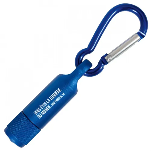 MINI LAMPE DE POCHE AVEC MOUSQUETON - BLEUE