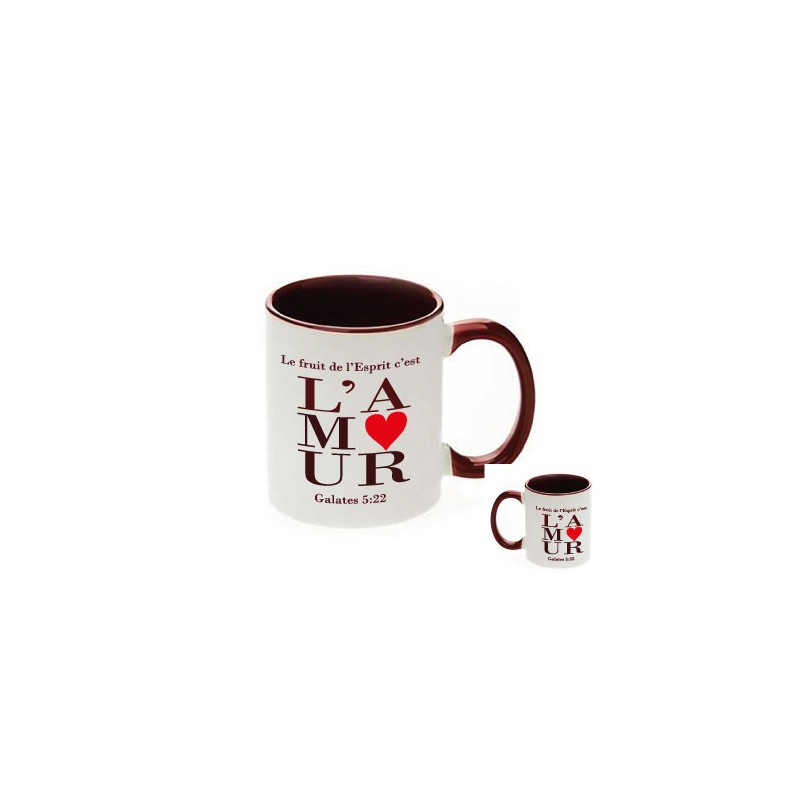 MUG BICOLORE BLANC MARRON "L'AMOUR" GALATES 5.22