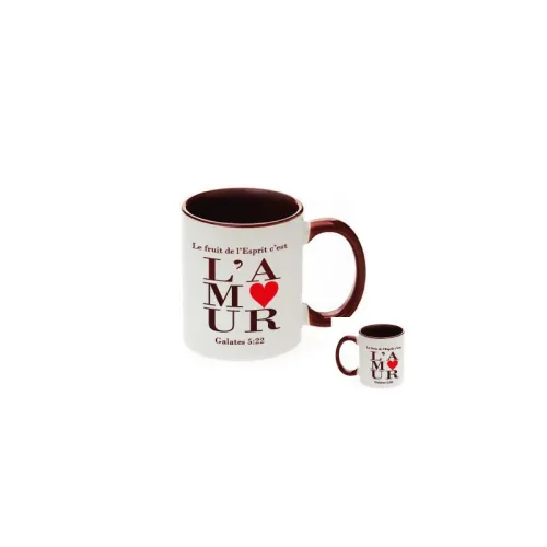 MUG BICOLORE BLANC MARRON "L'AMOUR" GALATES 5.22