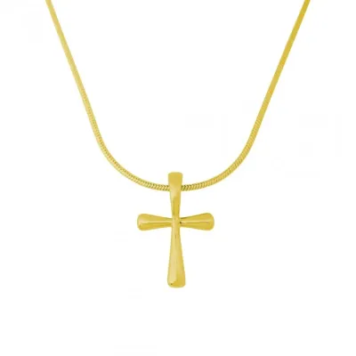 COLLIER AVEC PENDENTIF CROIX PLAQUE OR