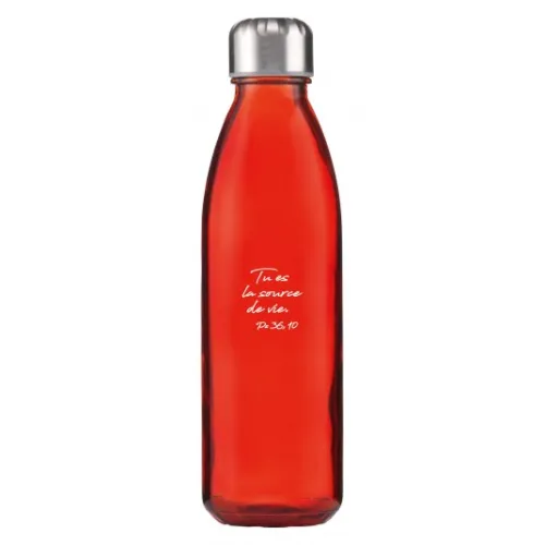 BOUTEILLE EN VERRE "SOURCE DE VIE" - ROUGE