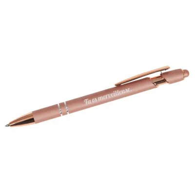 STYLO A BILLE ROSE GOLD METALLIQUE AVEC EMBOUT TACTILE