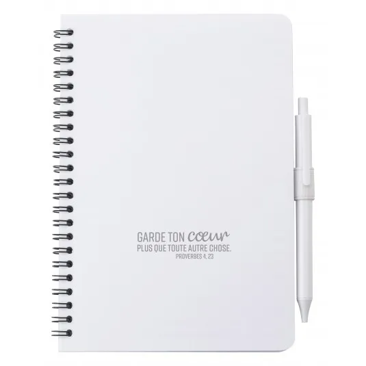 CARNET DE NOTES BLANC SURFACE ANTIBACTERIENNE ET STYLO