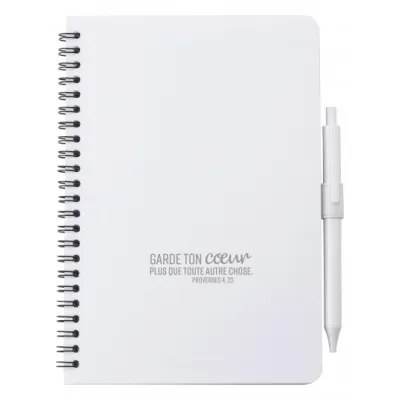 CARNET DE NOTES BLANC SURFACE ANTIBACTERIENNE ET STYLO