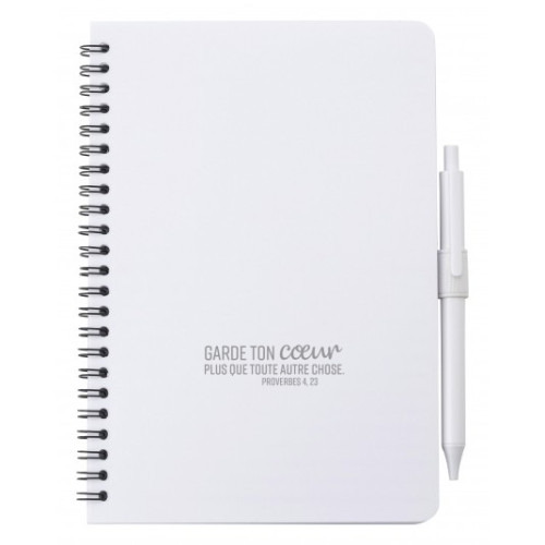 CARNET DE NOTES BLANC SURFACE ANTIBACTERIENNE ET STYLO