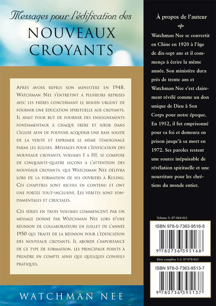 MESSAGES POUR L'EDIFICATION DES NOUVEAUX CROYANTS VOL3