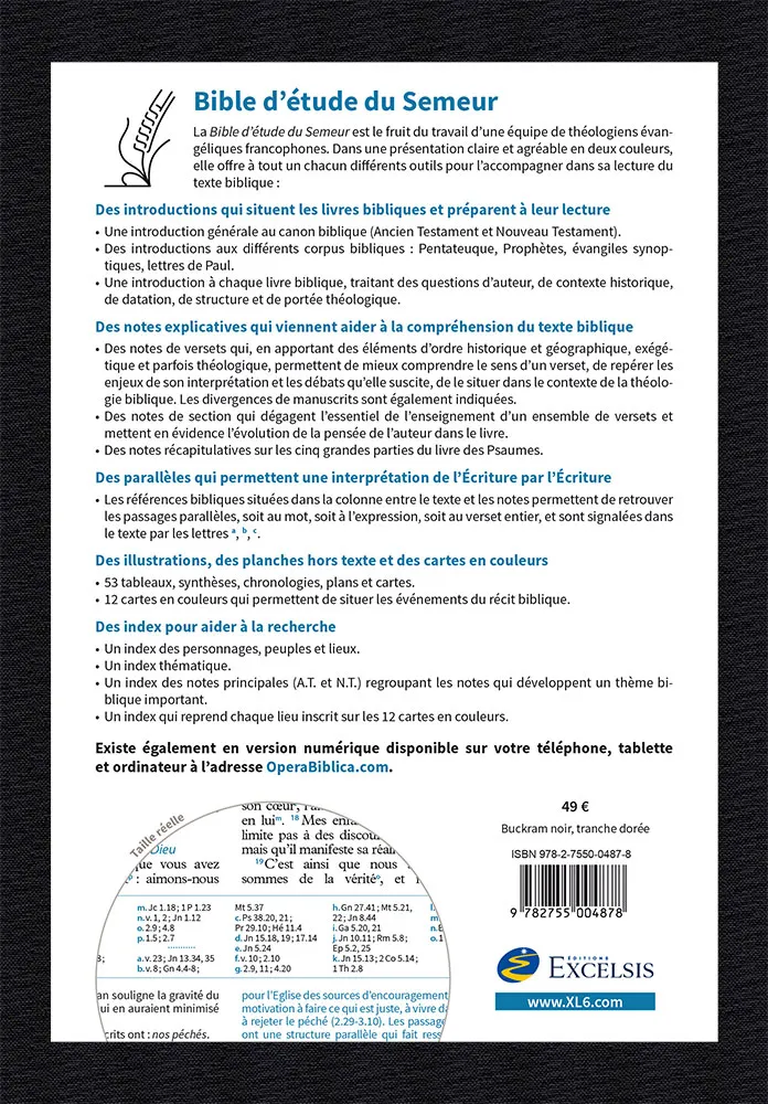 BIBLE SEMEUR 2015 ETUDE SOUPLE NOIRE TRANCHES DOREES