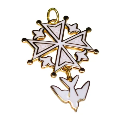 PENDENTIF CROIX HUGUENOTE METAL ET EMAIL