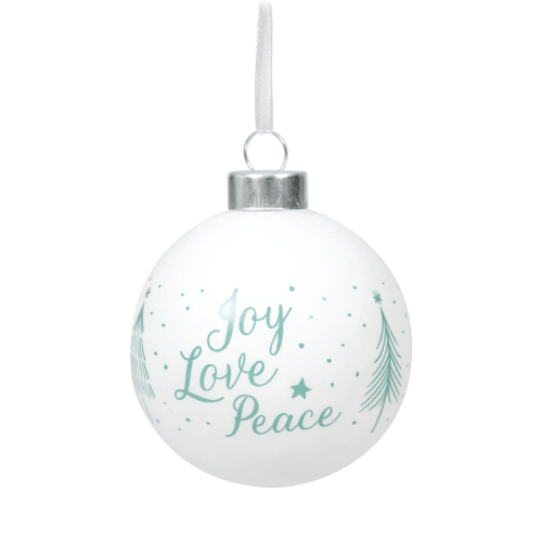 BOULE DE NOEL EN VERRE "JOY LOVE PEACE"