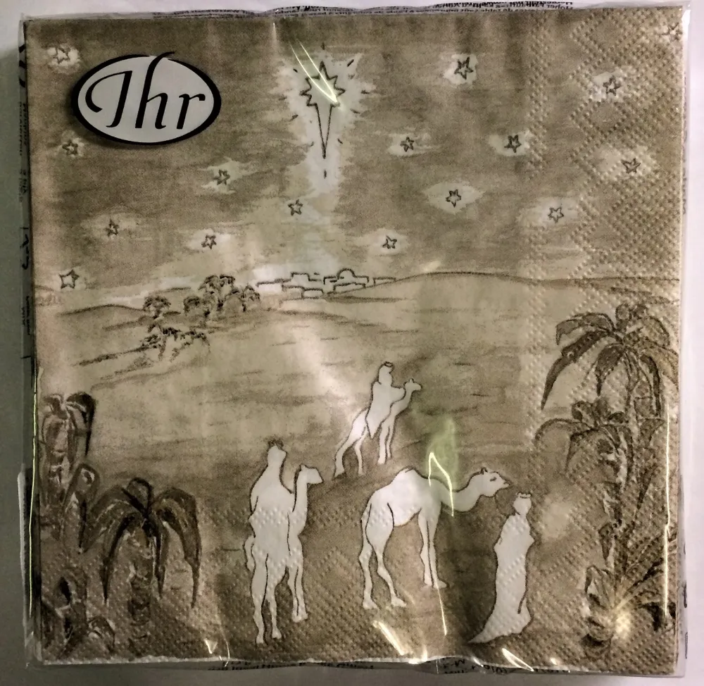 SERVIETTES EN PAPIER "SUIVEZ L'ETOILE" COULEUR BEIGE