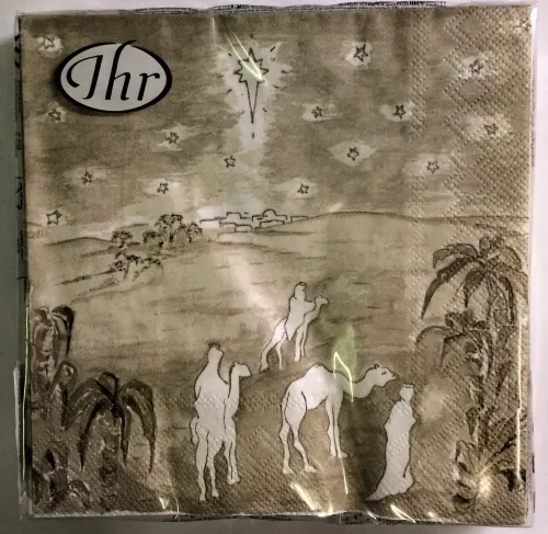 SERVIETTES EN PAPIER "SUIVEZ L'ETOILE" COULEUR BEIGE