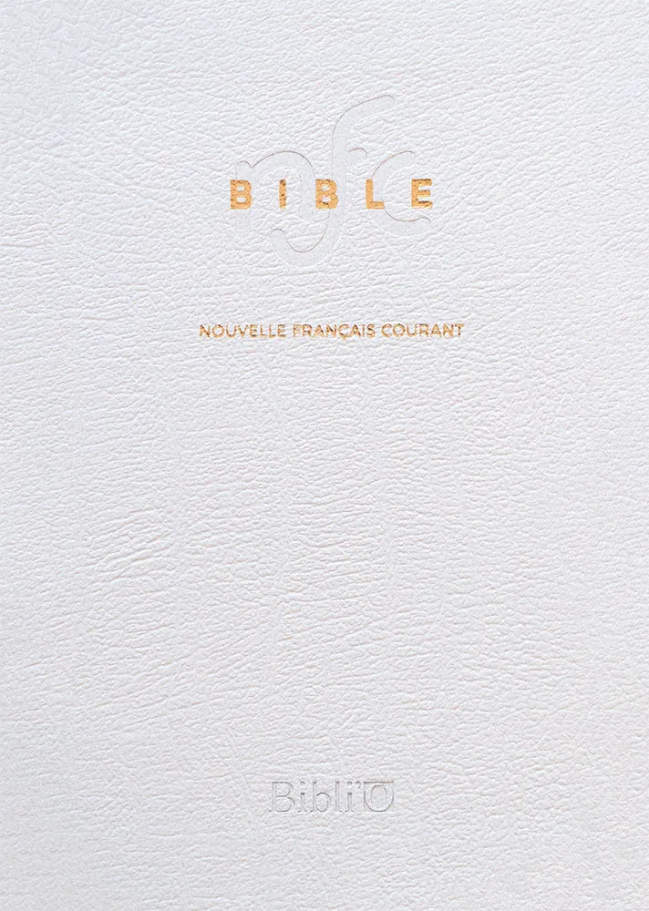 BIBLE NOUVELLE FR. COURANT SOUPLE BLANCHE CUIR TRANCHE OR AVEC DEUTEROCANONIQUES - MARIAGE