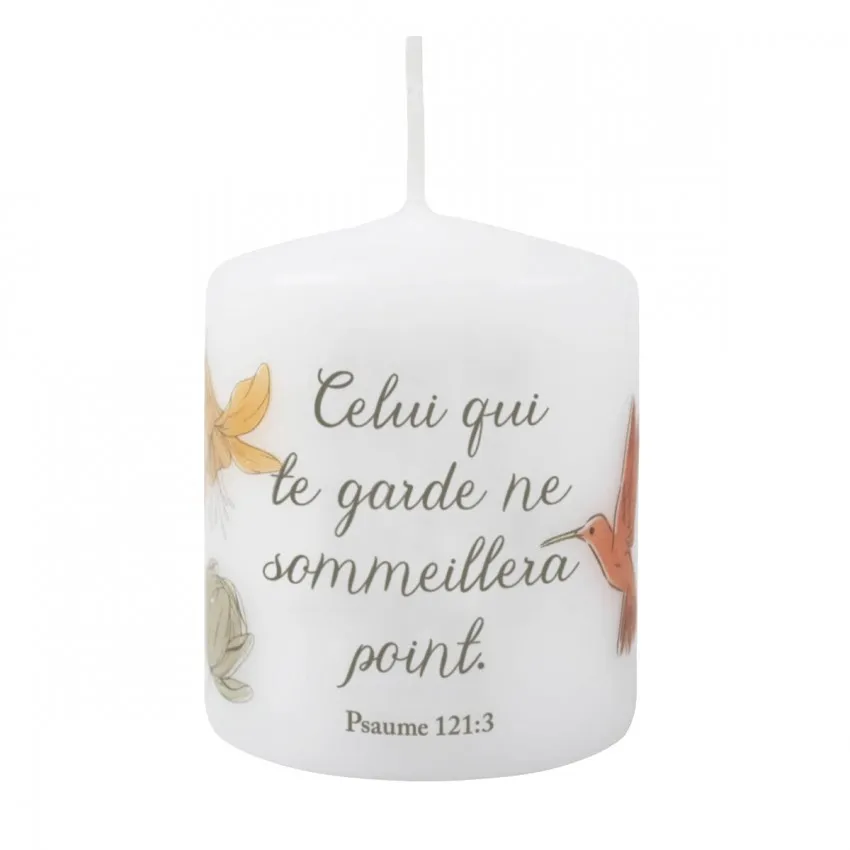 PETITE BOUGIE MOTIF FLEURS ET OISEAU