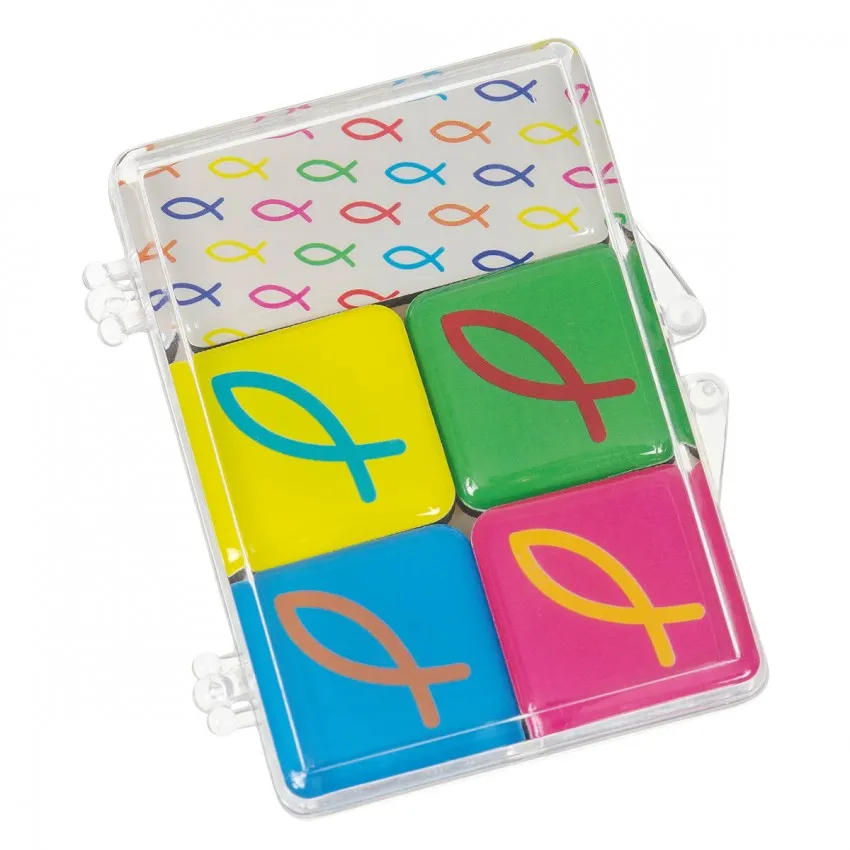 LOT DE 5 MINI MAGNETS LUCKY - MOTIFS ICHTUS