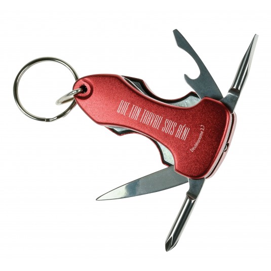 PORTE-CLES MULTI OUTILS ROUGE AVEC LED