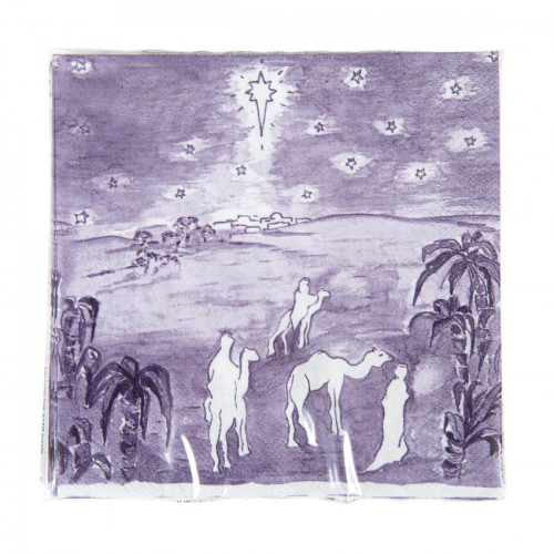 SERVIETTES EN PAPIER "SUIVEZ L'ETOILE" COULEUR VIOLETTE