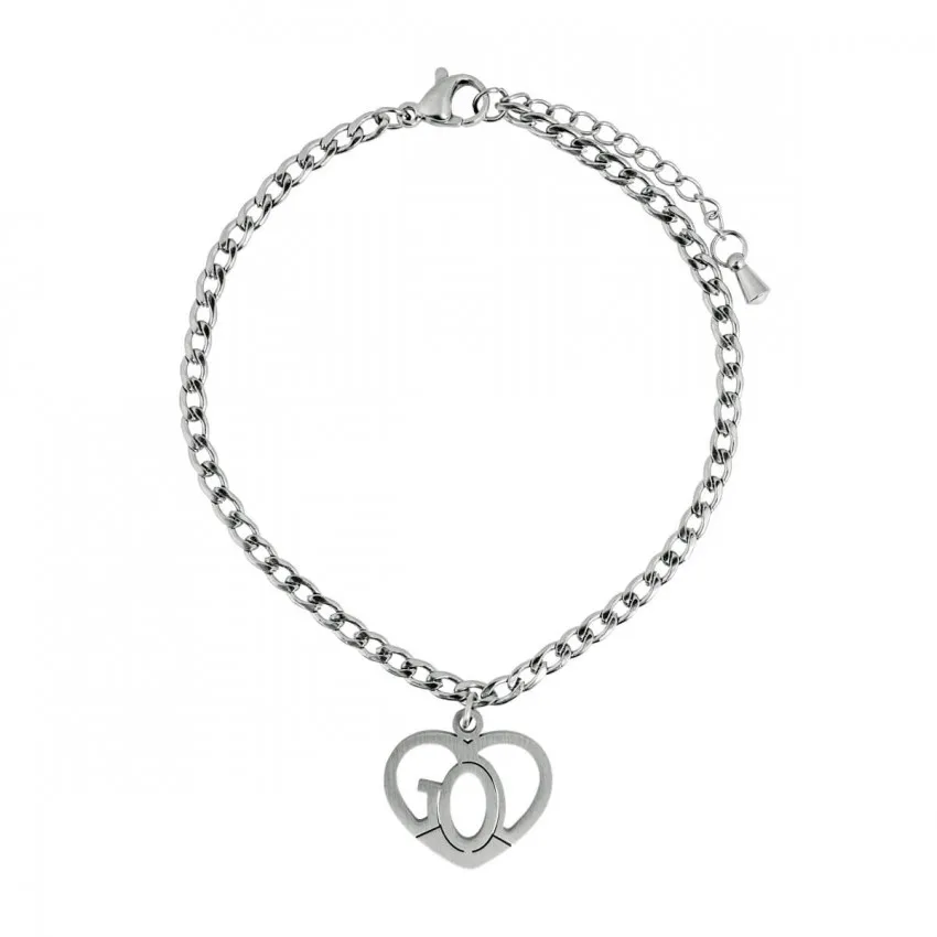 BRACELET AVEC PENDENTIF COEUR ET LETTRAGE "GOD"