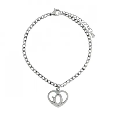BRACELET AVEC PENDENTIF COEUR ET LETTRAGE "GOD"