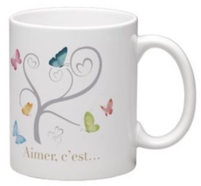 MUG PAPILLONS PRINTEMPS ARBRE AIMER C'EST... POUR TOUJOURS